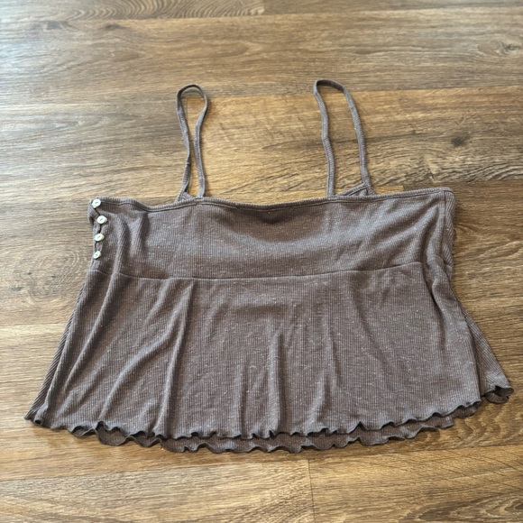 Free People FP Beach Tank Made in USA Shell Button Back Boho Top Women’s Large - Picture 2 of 5